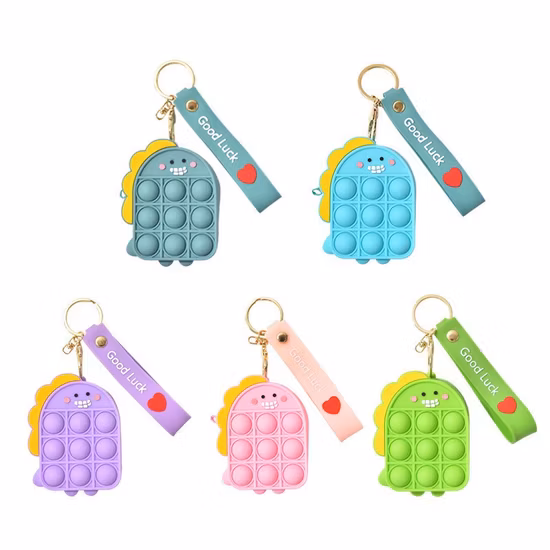 Reliever Stress Cartoon Rabbit Silicone Wallets Coin Zipper Push Bubble Anxiety Relief Zipper Mini Fidget Toys Coin Purse Pop It Bag