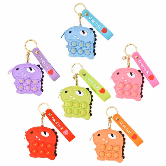 Reliever Stress Cartoon Rabbit Silicone Wallets Coin Zipper Push Bubble Anxiety Relief Zipper Mini Fidget Toys Coin Purse Pop It Bag