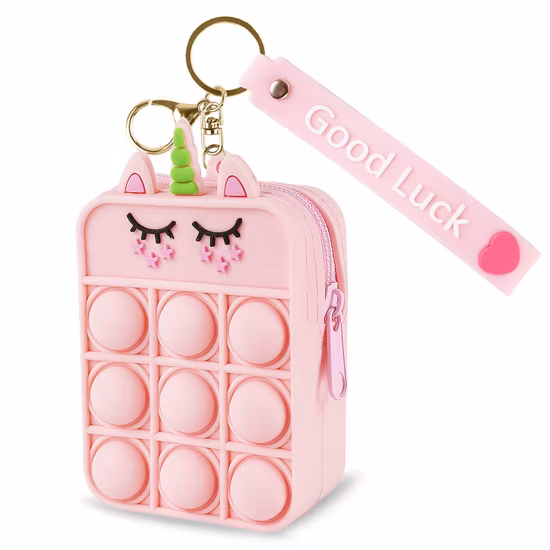 Reliever Stress Cartoon Rabbit Silicone Wallets Coin Zipper Push Bubble Anxiety Relief Zipper Mini Fidget Toys Coin Purse Pop It Bag