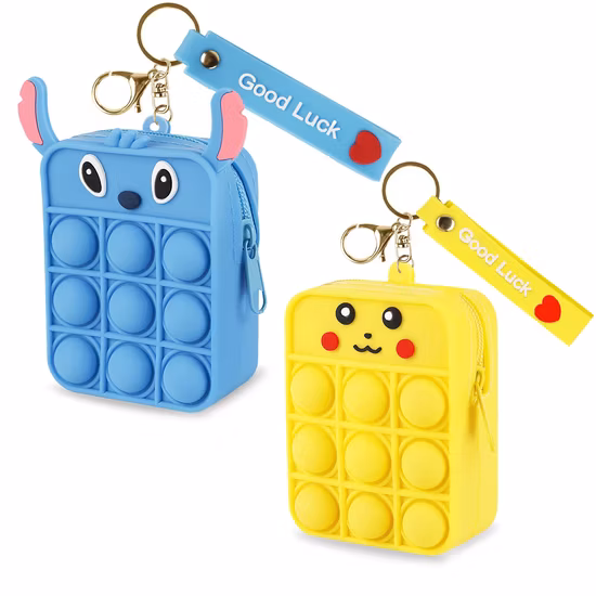 Reliever Stress Cartoon Rabbit Silicone Wallets Coin Zipper Push Bubble Anxiety Relief Zipper Mini Fidget Toys Coin Purse Pop It Bag