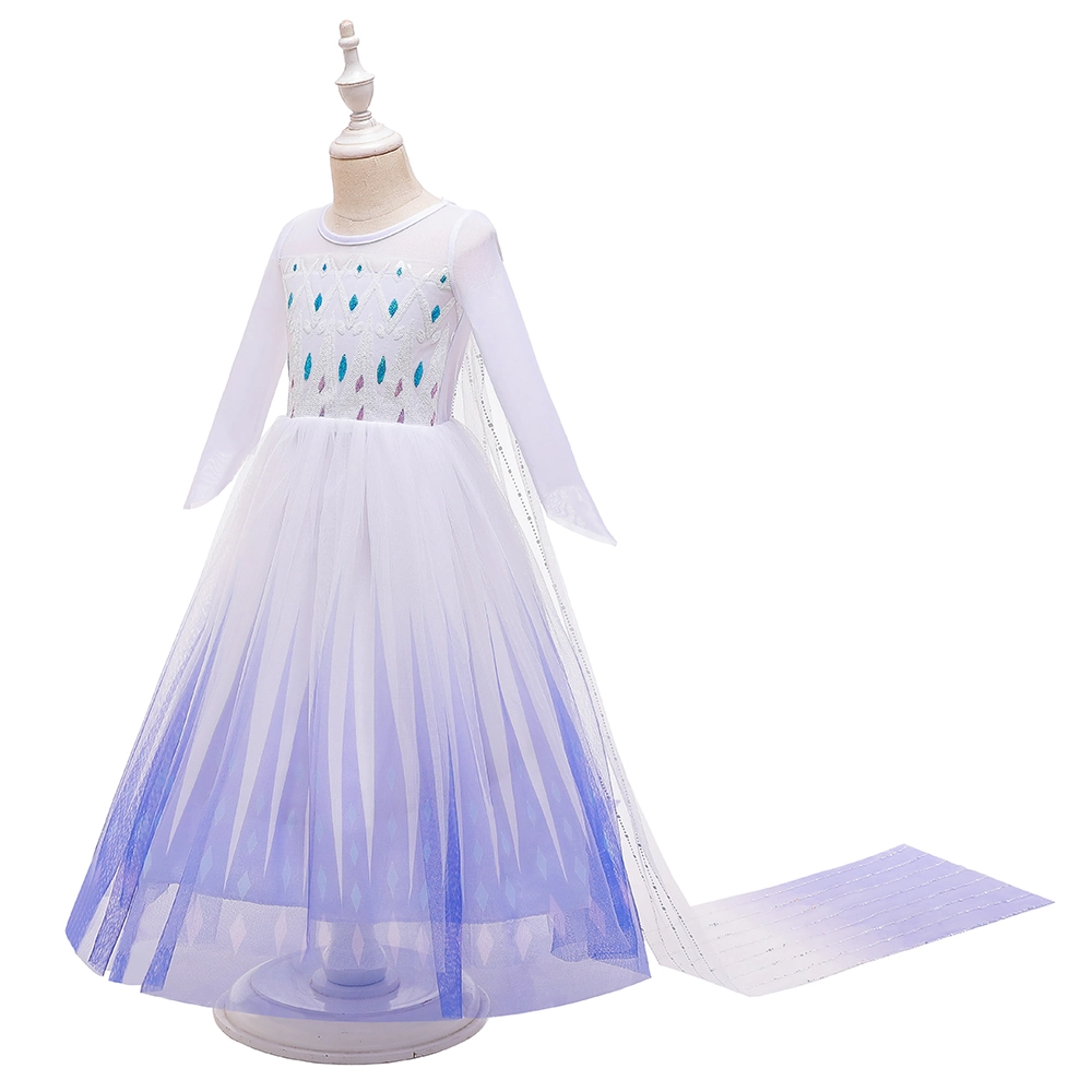 2021 Fashion Style Wholesale Kids Clothes Long Design Elsa Princess Dresses Movie Costumes Cosplay Clothing