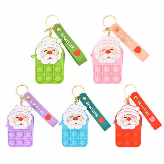 Alivio del estrés Dibujos animados Conejo Carteras de silicona Moneda Cremallera Empuje Burbuja Alivio de la ansiedad Cremallera Mini Fidget Toys Monedero Pop It Bag